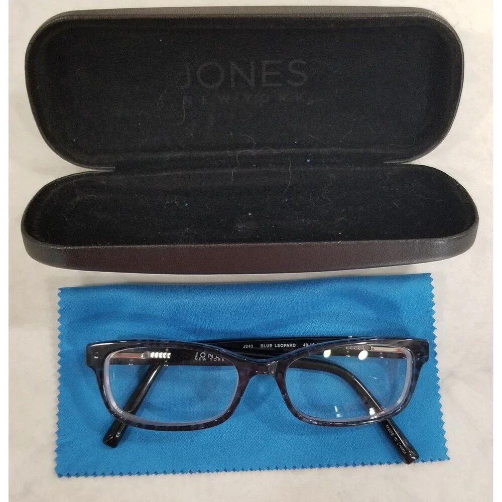 Jones New York J243 Eyeglasses Blue Leopard Frames Case Cloth frames only